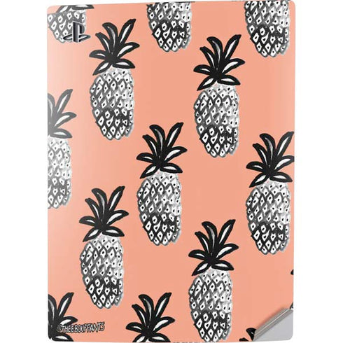 Bouffants and Broken Hearts Gray Scale Pineapple PS5 Digital Edition Console Skin